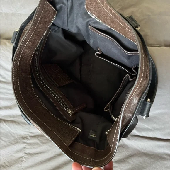 Coach Brown and Black Leather Tote Bag - Picture 9 of 9